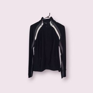Xersion Full Zip Sports Jacket Black Gray Athletic Stretch Activewear Ladies Sma